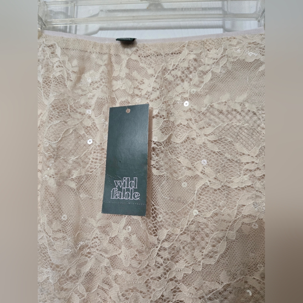 Wild Fable Champagne Lace Maxi Skirt W/Sequins, Size XXS, NWT - Picture 6 of 11